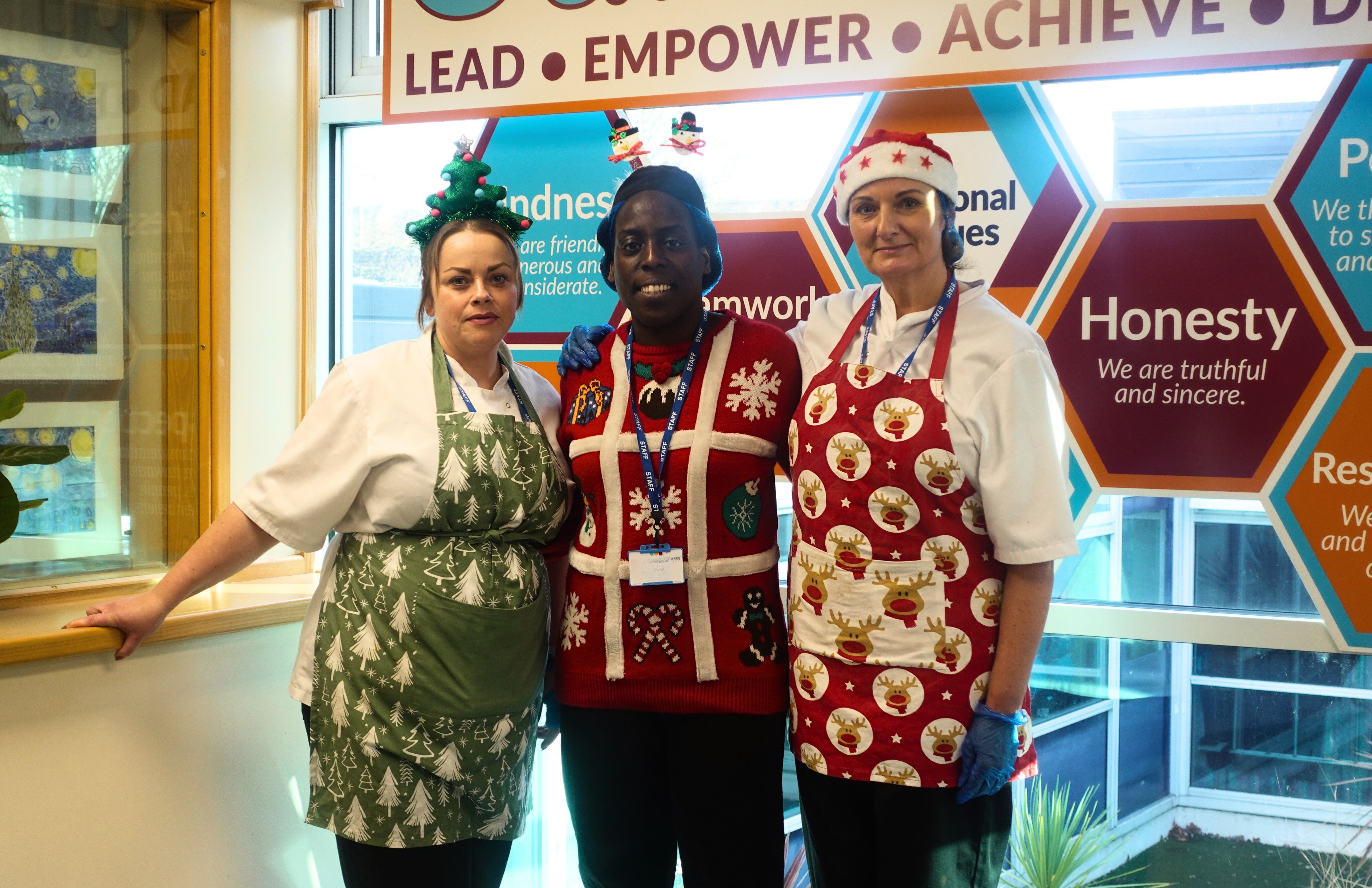 Christmas meal at St Anns with catering team